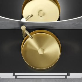 BATH DELUXE 06-040-16-70-00 - Umývadlo na dosku LJORDAL, priemer 40 cm, oceľ/mosadz