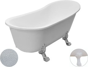 Besco Akrylátová voľne stojaca vaňa Olaya Glam S 160x68 bez prepadu BESCO-Typ výpuste: Click-Clack bez prepadu, chróm, BESCO-Nôžky: Chróm