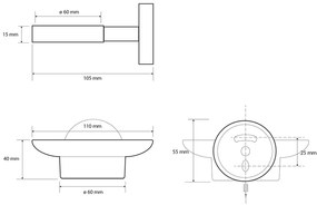 Sapho Sapho, X-ROUND BLACK mydeľnička, mliečne sklo, čierna, XR803B