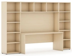 Zostavy knižníc INTEGRO so stolom, nižšie, 2950 x 700/400 x 1920 mm, breza