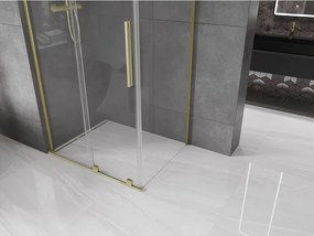 Mexen Velar L, sprchový kút s posuvnými dverami 110 x 70 cm, 8mm číre sklo, zlatá matná, 871-110-070-03-55