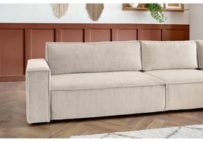 Krémovobiela menčestrová rohová pohovka (pravý roh) Nihad modular – Bobochic Paris