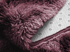 Tmavoružový okrúhly shaggy koberec Ombre Rozmer: 160