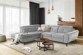 Rohová sedacia súprava Sergio, svetlo šedá látka, ľavý roh