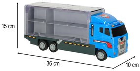 KIK Nákladný transportér s odpaľovacím zariadením a 6 kovovými policajnými autami