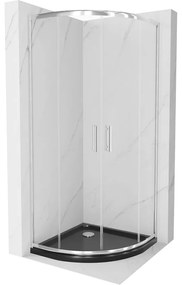 Mexen Rio polkruhová sprchová kabína 90 x 90 cm, transparentnéné, chrómová + závesný bidet Flat, čierna - 863-090-090-01-00-4170