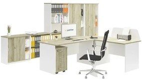 Zostava kancelárskeho nábytku MIRELLI A+, typ B, biela/dub sonoma