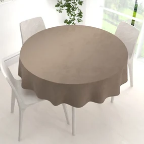 Biante Veľký zamatový okrúhly obrus Velvet Premium SVP-005 Svetlo hnedý Ø 220 cm