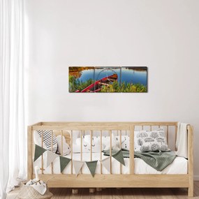 Obraz červené pramice (s hodinami) (90x30 cm)