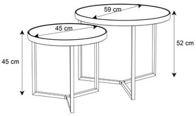 OKRÚHLY KONFERENČNÝ STOLÍK SHEILA 2V1 ZLATÝ + MRAMOR