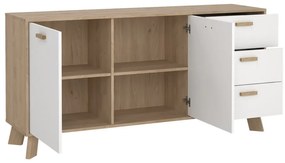 Biela/v prírodnej farbe komoda v dekore duba 147x73x39 cm Ikast – Tvilum
