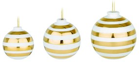 Súprava 3 bielych keramických vianočných ozdôb na stromček s detailmi v zlatej farbe Kähler Design Omaggio
