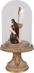 Hnedo-zlatý sklenený betlehem na podstavci s ozdobou - Ø 14*29 cm