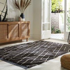 Flair Rugs, AKCIA: 160x230 cm Kusový koberec Domino Aisha Berber Monochrome, čierna, čiernobiela, obývacia izba
