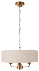 Endon 110723 - Luster na reťazi HIGHCLERE 3xE14/40W/230V béžová/mosadz