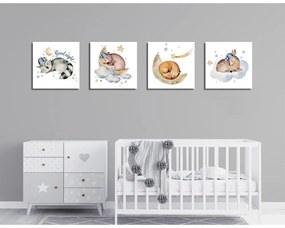 Obrazy v súprave 4 ks 30x30 cm Good Night - Wallity