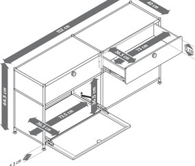 Kovová odkladacia skrinka »CN3« s výklopnými priečinkami a zásuvkami, biela