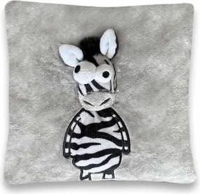 Detský plyšový vankúš 3D zebra 25x25 cm, šedý%