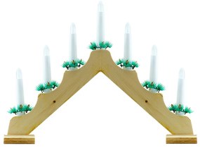 DECOLED Vánoční svícen, 40 x 5 x 32 cm, dřevěný, na baterie 2x AA