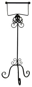Čierny antik kovový držiak toaletného papiera Potier ornament - 27*24*70 cm