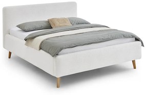 Dvojlôžková posteľ taupe s úložným priestorom 160 x 200 cm fleece biela MUZZA
