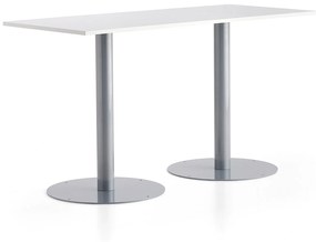 Barový stôl ALVA, 1800x800x1000 mm, strieborná, biela