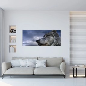 Obraz - Vlčia hlava (120x50 cm)