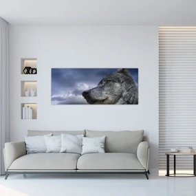 Obraz - Vlčia hlava (120x50 cm)
