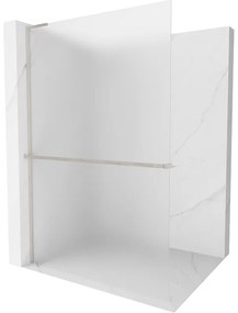 Mexen Kioto+ L, sprchová zástena Walk-In s poličkou a vešiakom 120 x 200 cm, 8mm sklo námraza, brúsená oceľ profil, 800-120-123-97-30