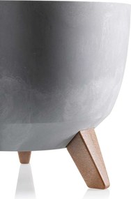 PLASTOVÝ KVETINÁČ ROSA LINEA SADA 2KS 15X24,3 CM+18,3X29,2 CM IMITÁCIA BETÓNU SIVÁ