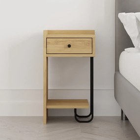 Nočný stolík v dekore duba s poličkami v prírodnej farbe Mercure – Marckeric