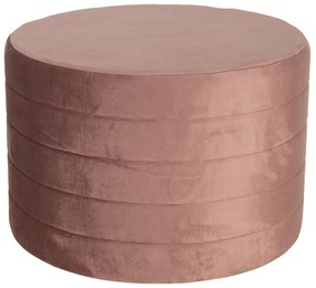 Veľký ružový zamatový puf Salome - Ø 60 * 40 cm