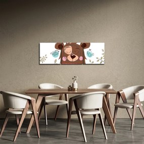Obraz - Medvedík s vtáčikmi (s hodinami) (90x30 cm)