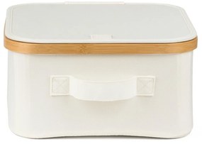 Úložný box G21 30 x 30 x 15 cm, bambusový s vekom, béžový