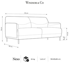 Hnedá kožená pohovka Windsor &amp; Co Sofas Neso, 175 x 90 cm
