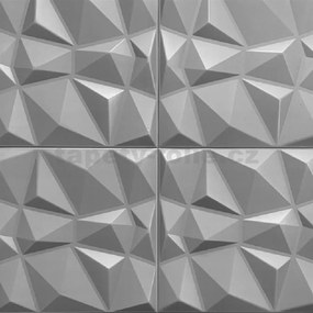 Stropné panely 3D XPS 0006, cena za kus, rozmer 50 cm x 50 cm, DIAMANT strieborný, IMPOL TRADE