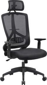 Kancelárska ergonomická stolička s bedrovou opierkou a s funkciou kolísania, čierna