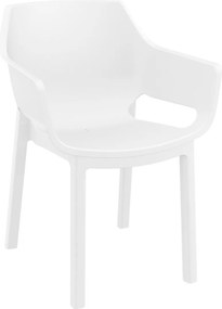 DORA záhradná stolička s podrúčkami white