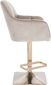 LuxuryForm DESIGN Barová stolička AMALFI VELUR na zlatej hranatej základni - latte
