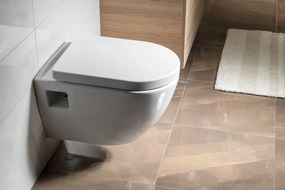 , Závesné WC NERA s podomietkovou nádržkou a tlačidlom Schwab, biela, NS952-SET5