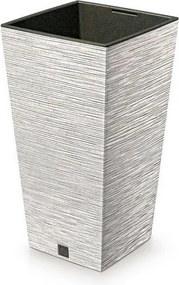 Kvetináč FURU SQUARE ECO WOOD s vložkou 24 cm, biela ECO, S
