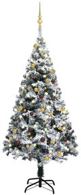 Umelý vianočný stromček s LED a súpravou gulí zelený 150 cm PVC 3077819
