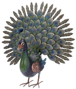 Záhradná kovová figúrka Peacock, 63x65 cm, viacfarebná