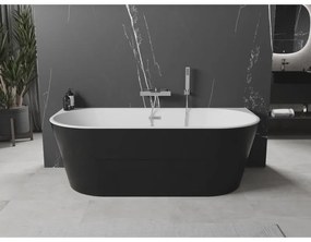 Mexen Oval, voľne stojaca nástenná vaňa 160 x 80 cm, biela-čierna, chrómový prepad, 52671608075-01