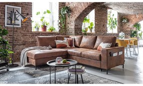 Hnedá rozkladacia rohová pohovka z imitácie kože (ľavý roh) Lofty Lilly – Miuform