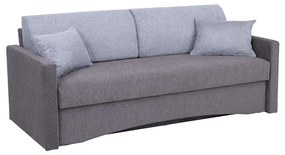 Čalúnená rozkladacia trojmiestná pohovka PAUL na každodenné spanie s opierkami na ruky sivá