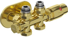Mexen G00, termostatická súprava Duplex s okrúhlou krytkou, uhlové/rovné pripojenie DN50, zlatá lesklá, W908-900-905-50