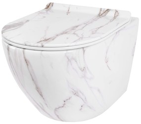 Rea CARLOS Aiax - závesná WC misa Rimless 49x37 s pomaly-padajúcim sedátkom, biela, REA-C6385