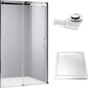 BPS-koupelny Posuvné sprchové dvere HYD-PD03B 100 chróm/transparent pre inštaláciu do niky + vanička HYD-OSV-SXL03C 100x80 biela