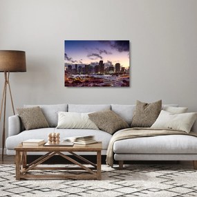 Sklenený obraz metropoly s mrakodrapmi (70x50 cm)